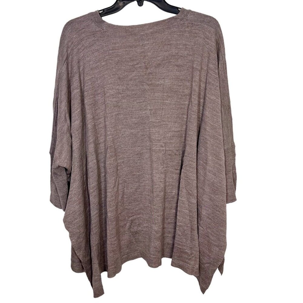 A New Day Sweater Brown V Neck Batwing Sleeve Pullover Poncho‎ Cape One Size - Picture 2 of 11